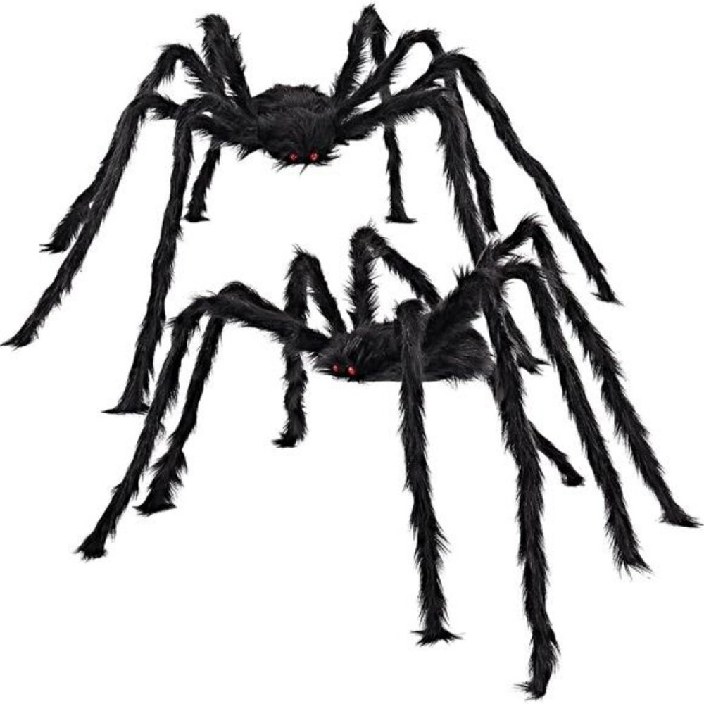 2 Pack 5 Ft. Halloween Outdoor Decor Black Scary Giant Fake Hairy Spider Props
